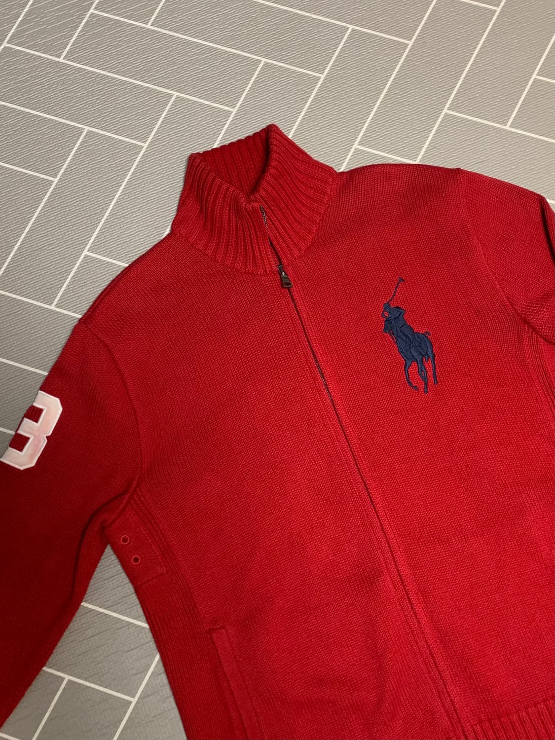 폴로 빅포니 니트집업 레드  상품이미지2
