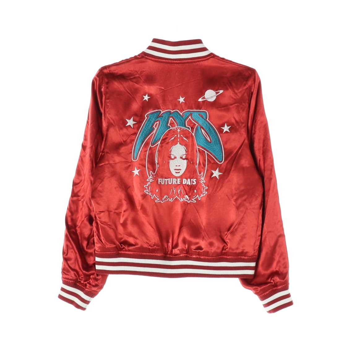 (새상품)[M]히스테릭글래머 새틴 레드 자수 스카잔 블루종 점퍼
 상품이미지5