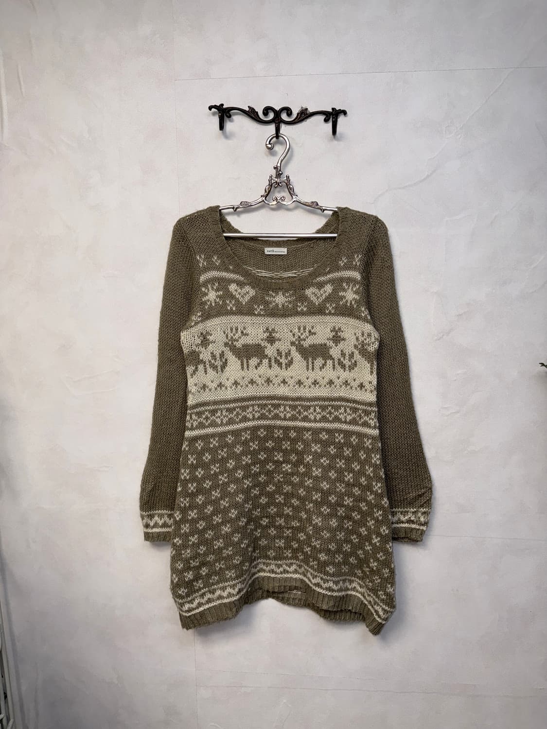 Ash brown winter mood pattern knit ops 상품이미지3