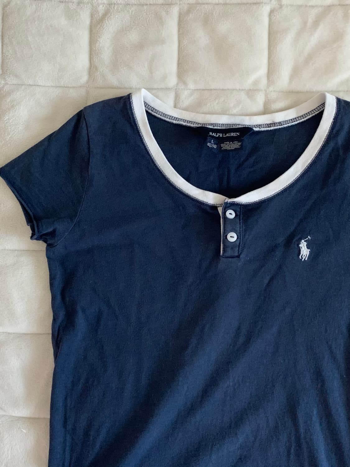 폴로 배색 헨리넥 티셔츠 상품이미지2