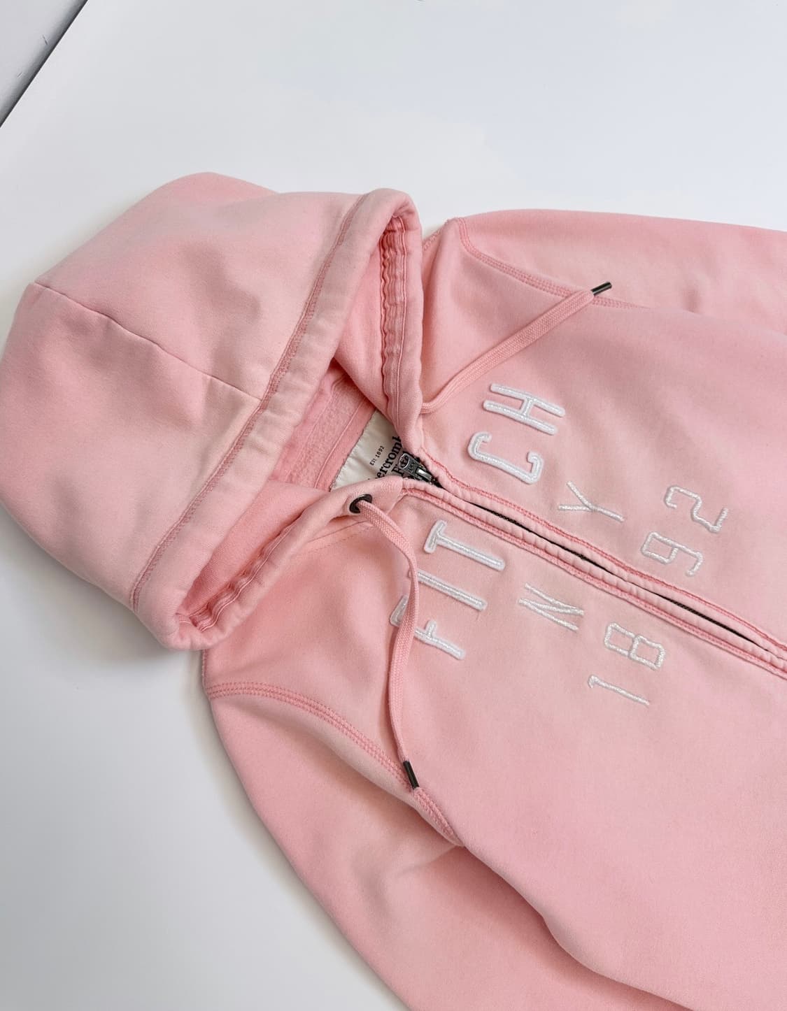 아베크롬비 스펠로고 연핑 후드집업 기모 L 상품이미지1