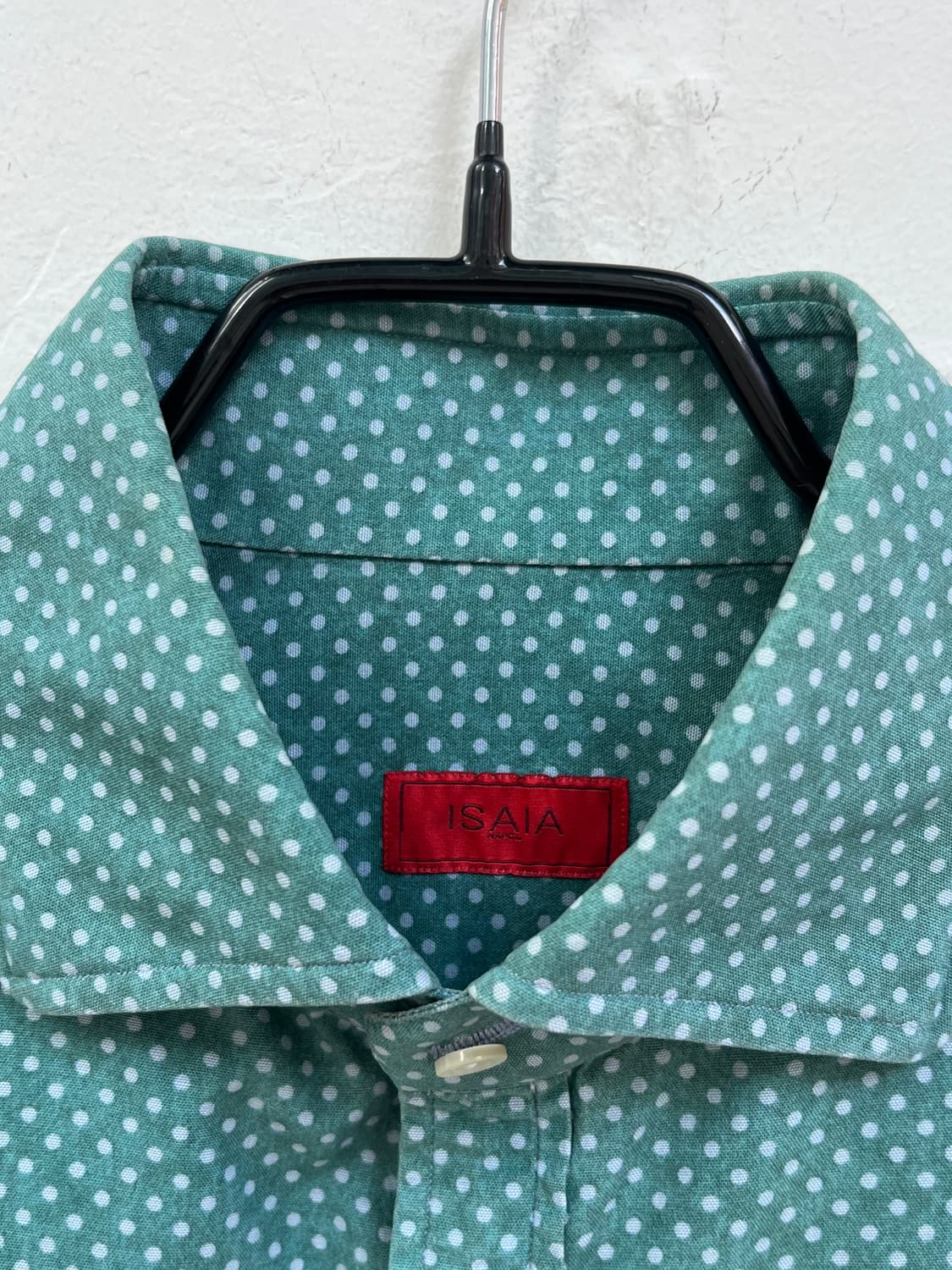 ISAIA 이태리 민트 코튼 폴카닷 셔츠 IT38 상품이미지2