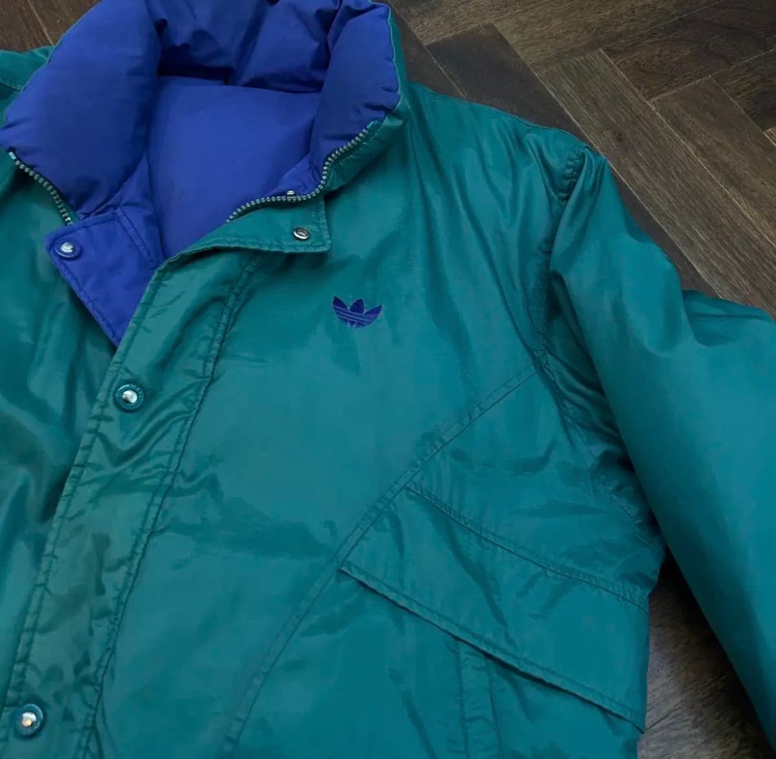 Adidas 아디다스 리버시블 덕다운 빈티지 패딩 오리털 그린 상품이미지3