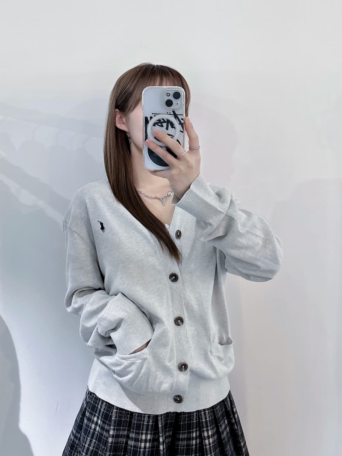 폴로랄프로렌 라이트그레이 포니 피마코튼 가디건 상품이미지1