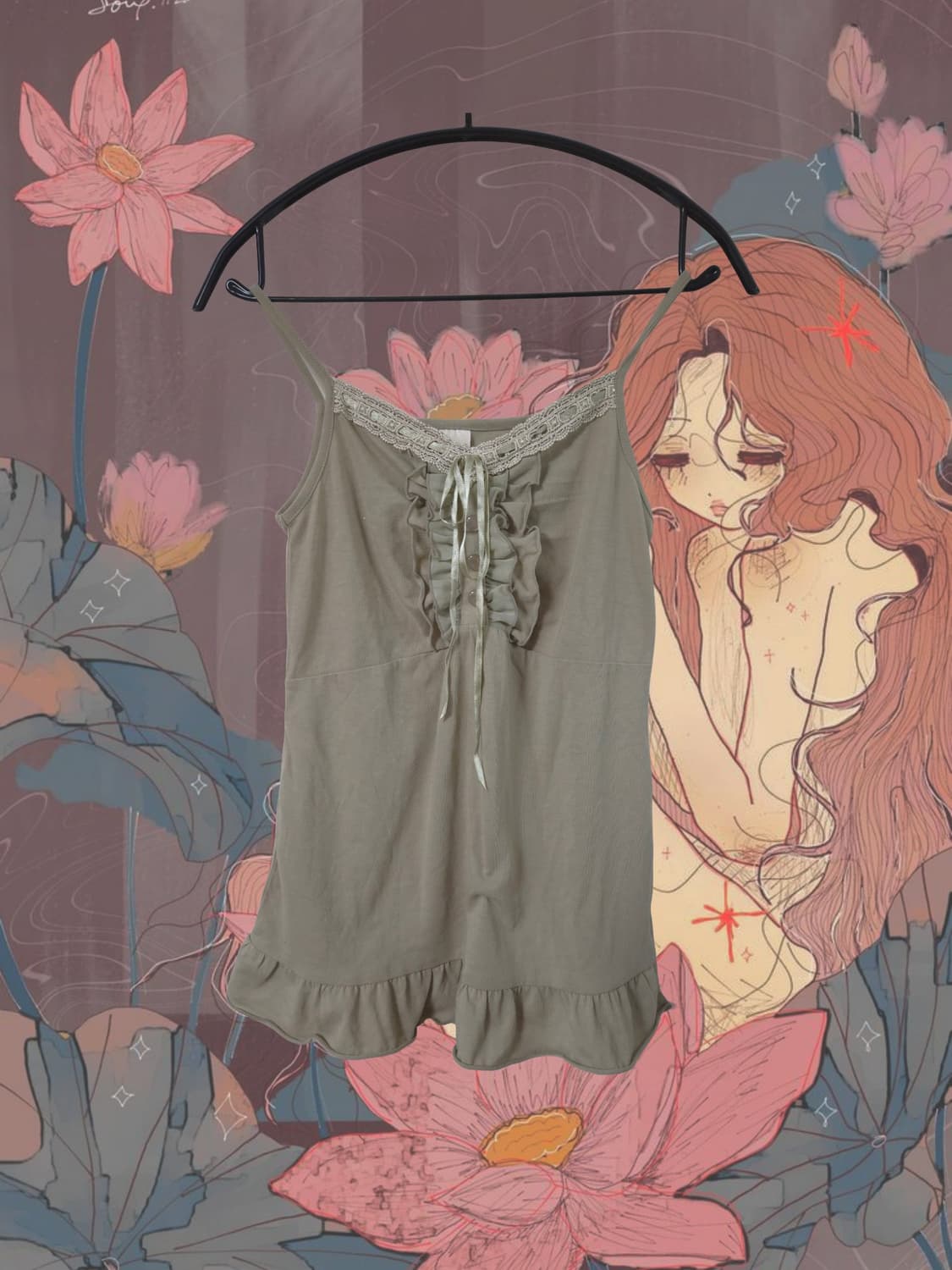 [일본빈티지]악세스팜 axesfemme 레이스 뷔스티에 나시 모리 바선생 상품이미지1