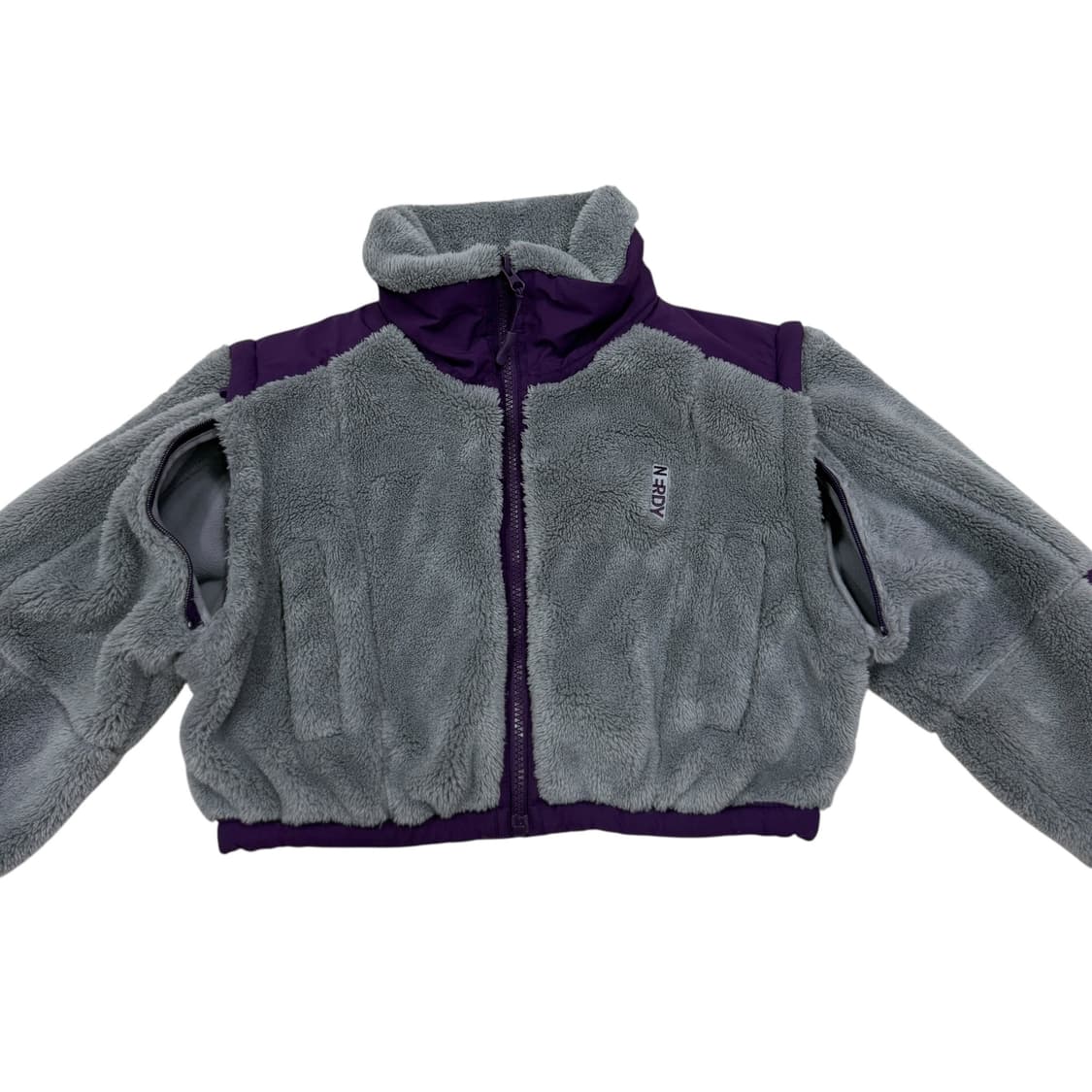 널디 우먼스 크롭 2WAY 블락 플리스자켓 그레이 XS 상품이미지5