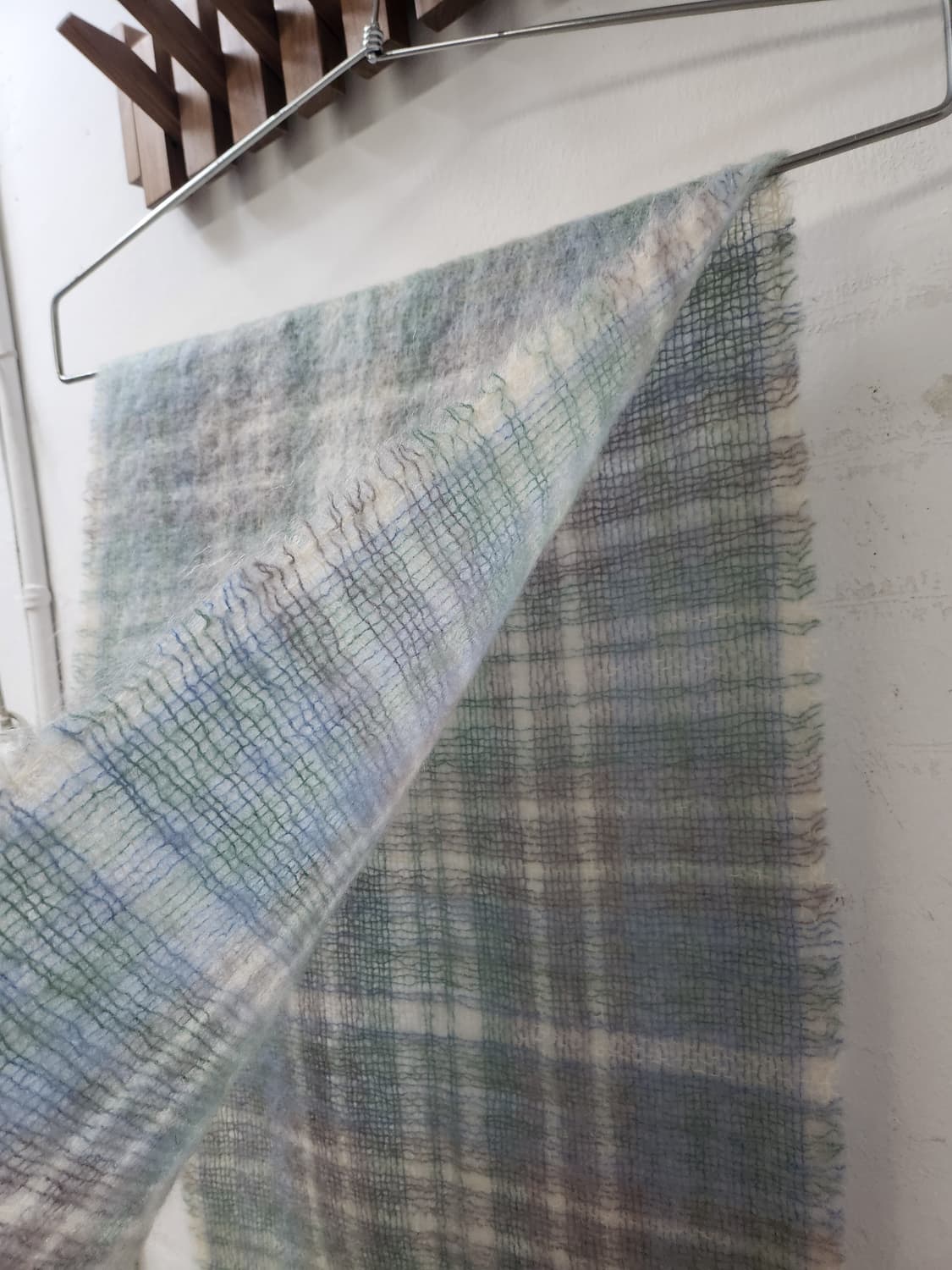 택있는 새상품 모헤어 울 혼방 스코틀랜드 체크 머플러 상품이미지8