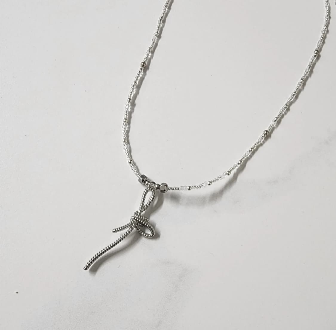 실버화이트 꼬임 펜던트 목걸이 상품이미지4