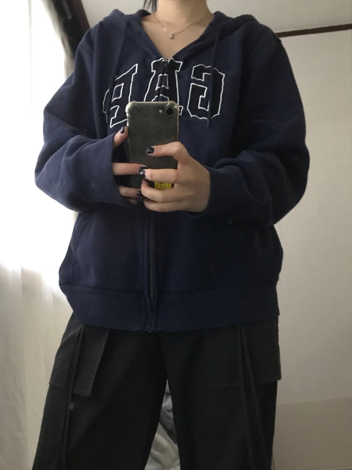 갭 네이비 오버핏 후드집업 상품이미지1