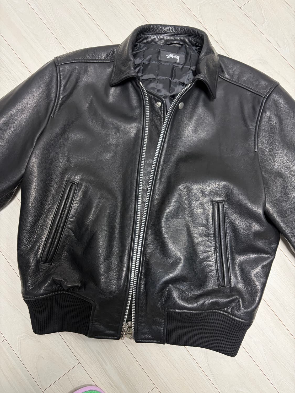 (M) 스투시 레더 플라이트 자켓 블랙 상품이미지7