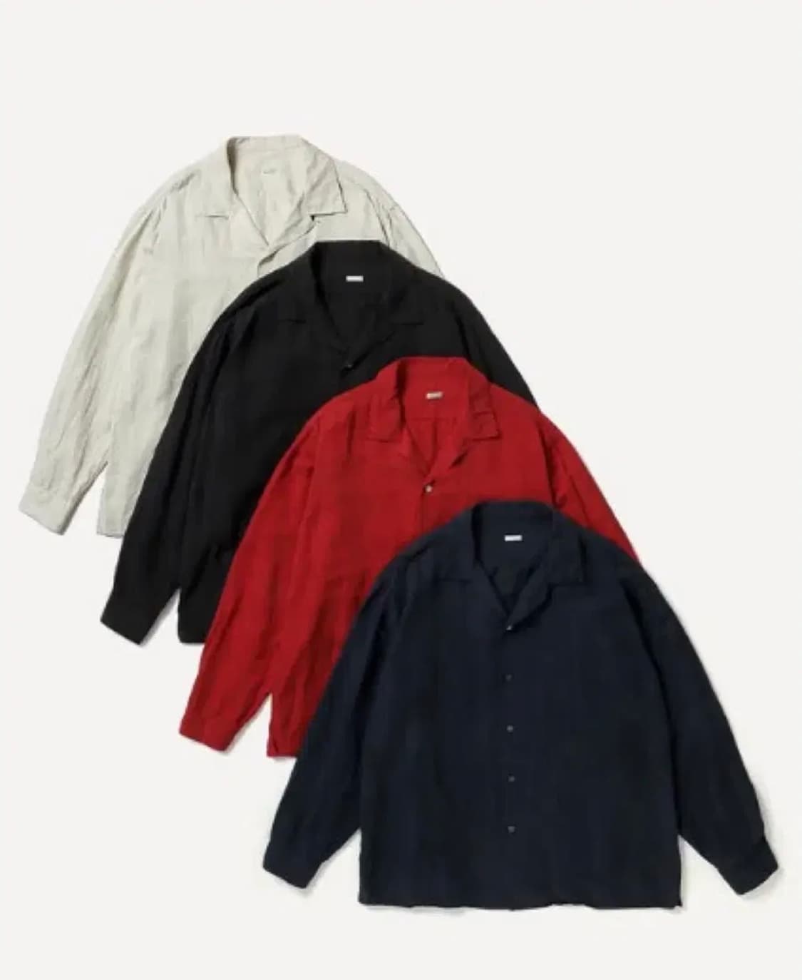 아프레쎄 실크린넨 오픈카라셔츠 레드 상품이미지1