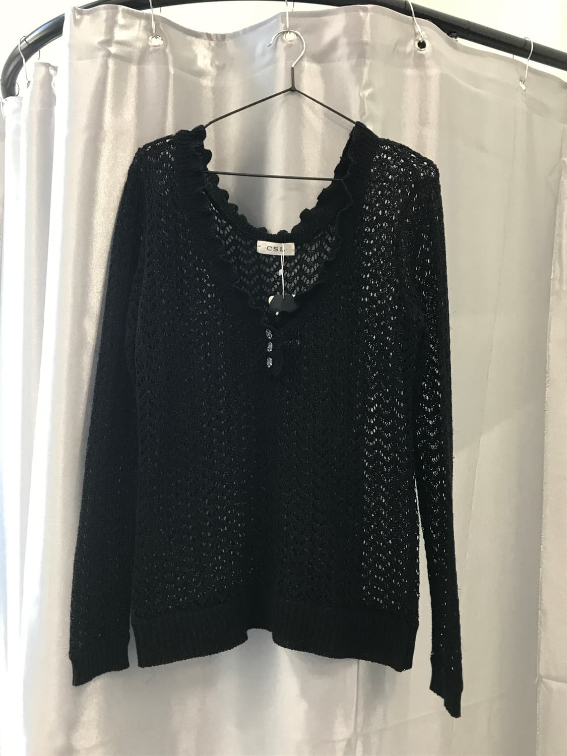 Jpn Black Crochet Knit Top 상품이미지4