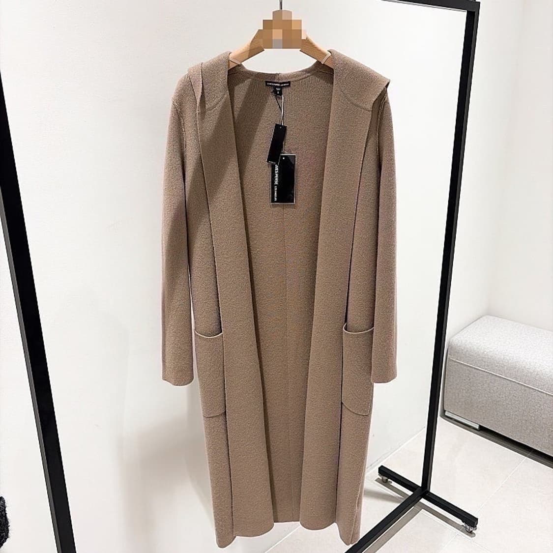 (정품/새상품) 제임스 펄스 여성 모카베이지 올 캐시미어 후드 코트 상품이미지1