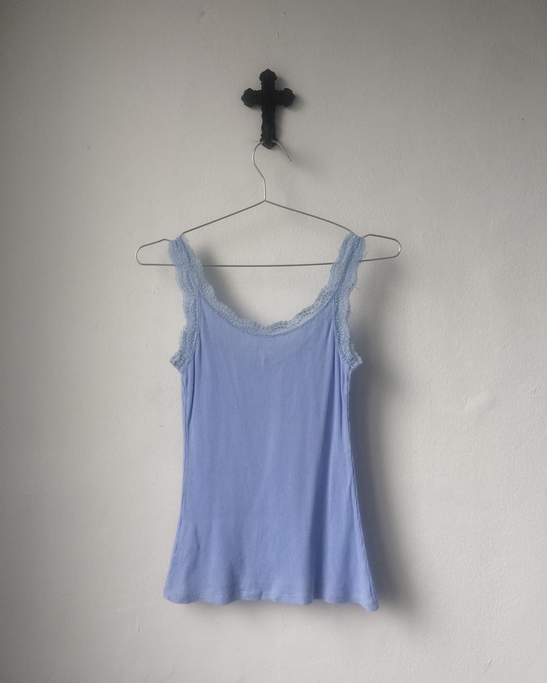 Lace trimming ribbed sleeveless 상품이미지3