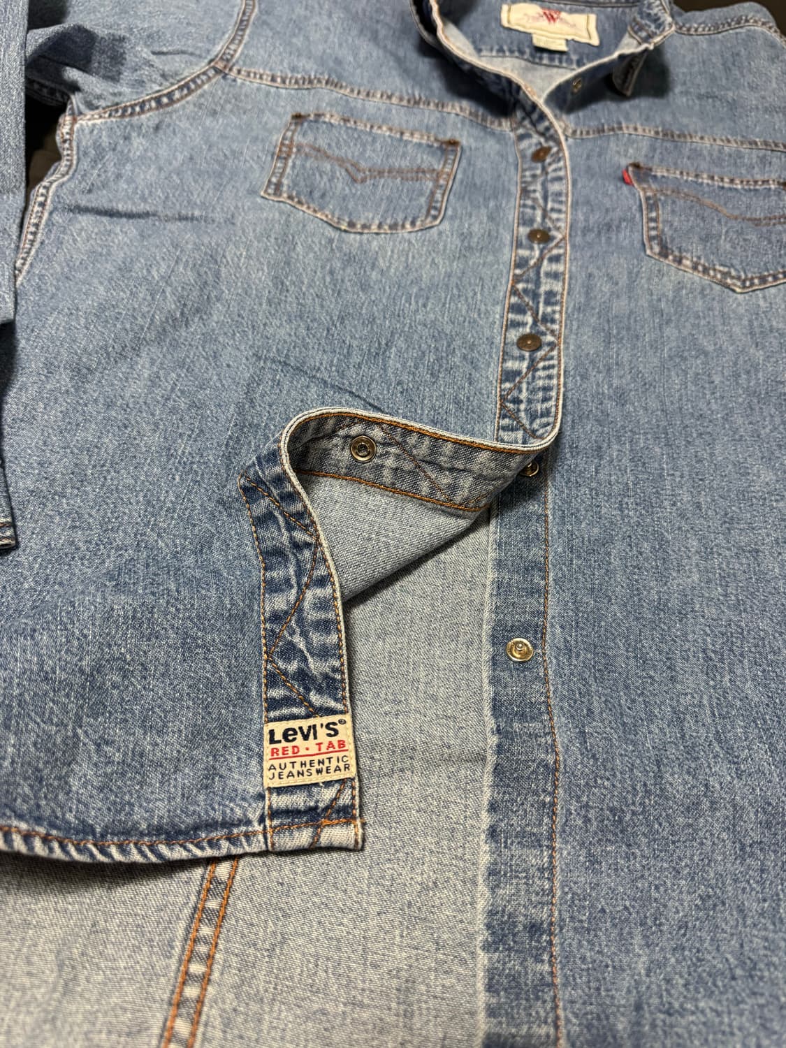 정품 90s 빈티지 리바이스 청남방 데님셔츠 L 상품이미지5
