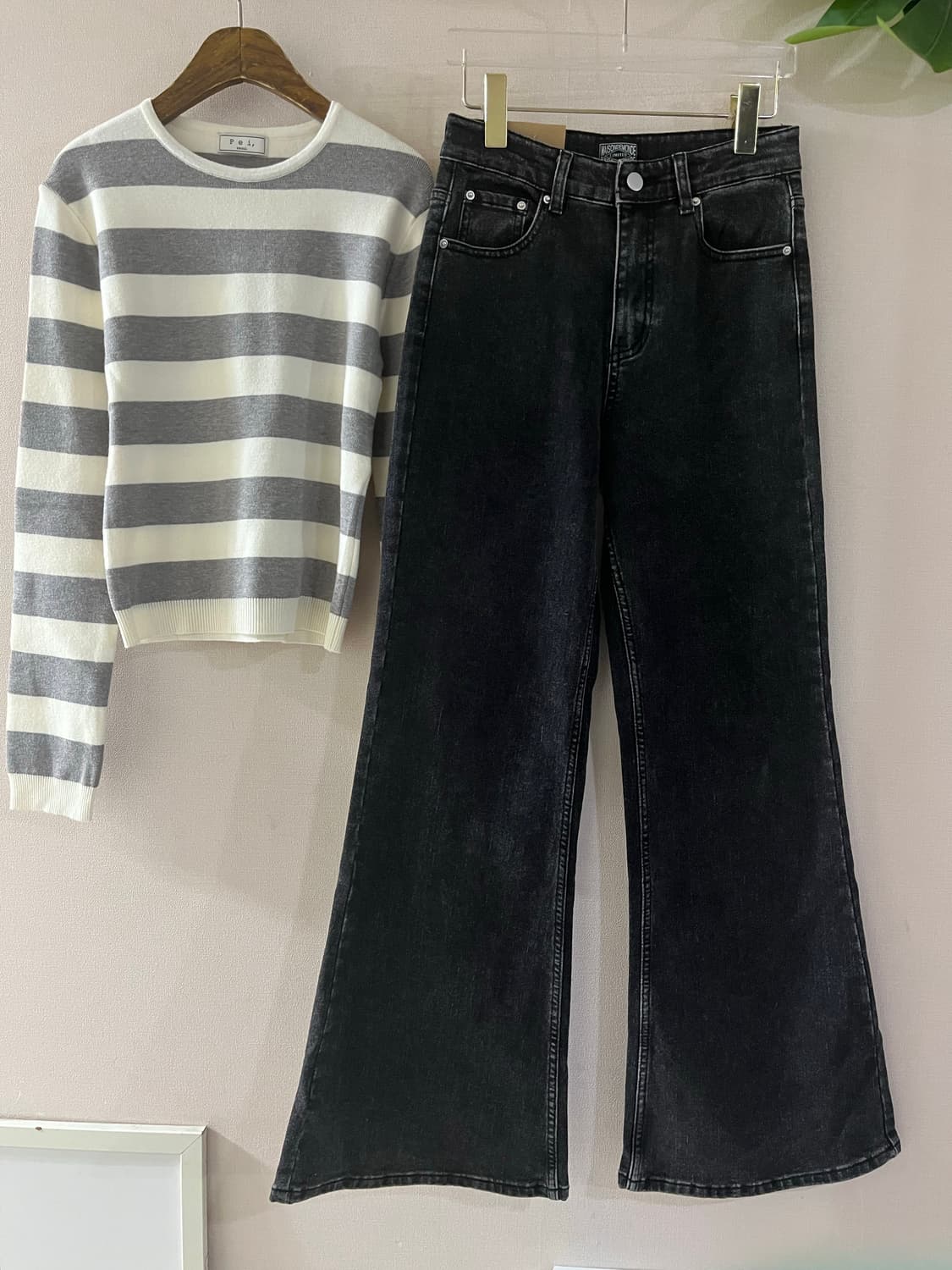 흑청세미부츠컷와이드기모데님(S) 상품이미지1