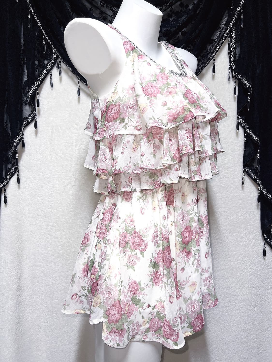 세실맥비 히메카지 플라워 쉬폰 프릴 나시 원피스 페어리 로걀 로맨틱갸루 상품이미지4