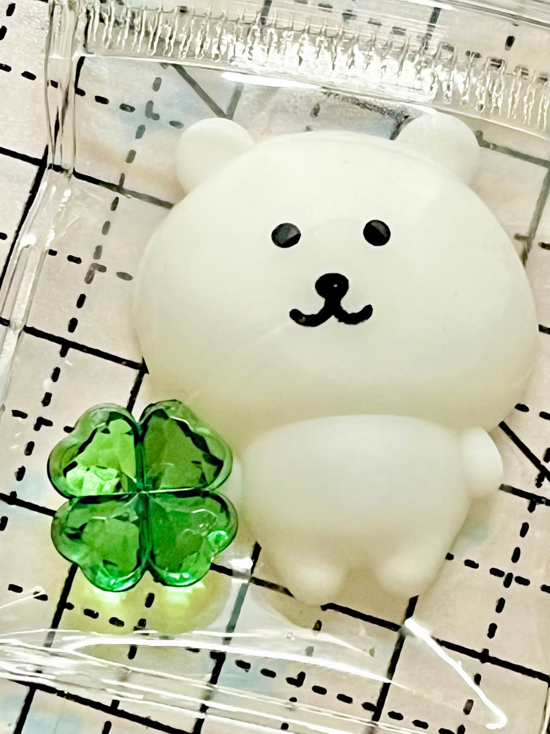 럭키 네잎클로버 농담곰 말랑이 키링2개 (행운 우정키링 커플키링 치이카와 상품이미지1