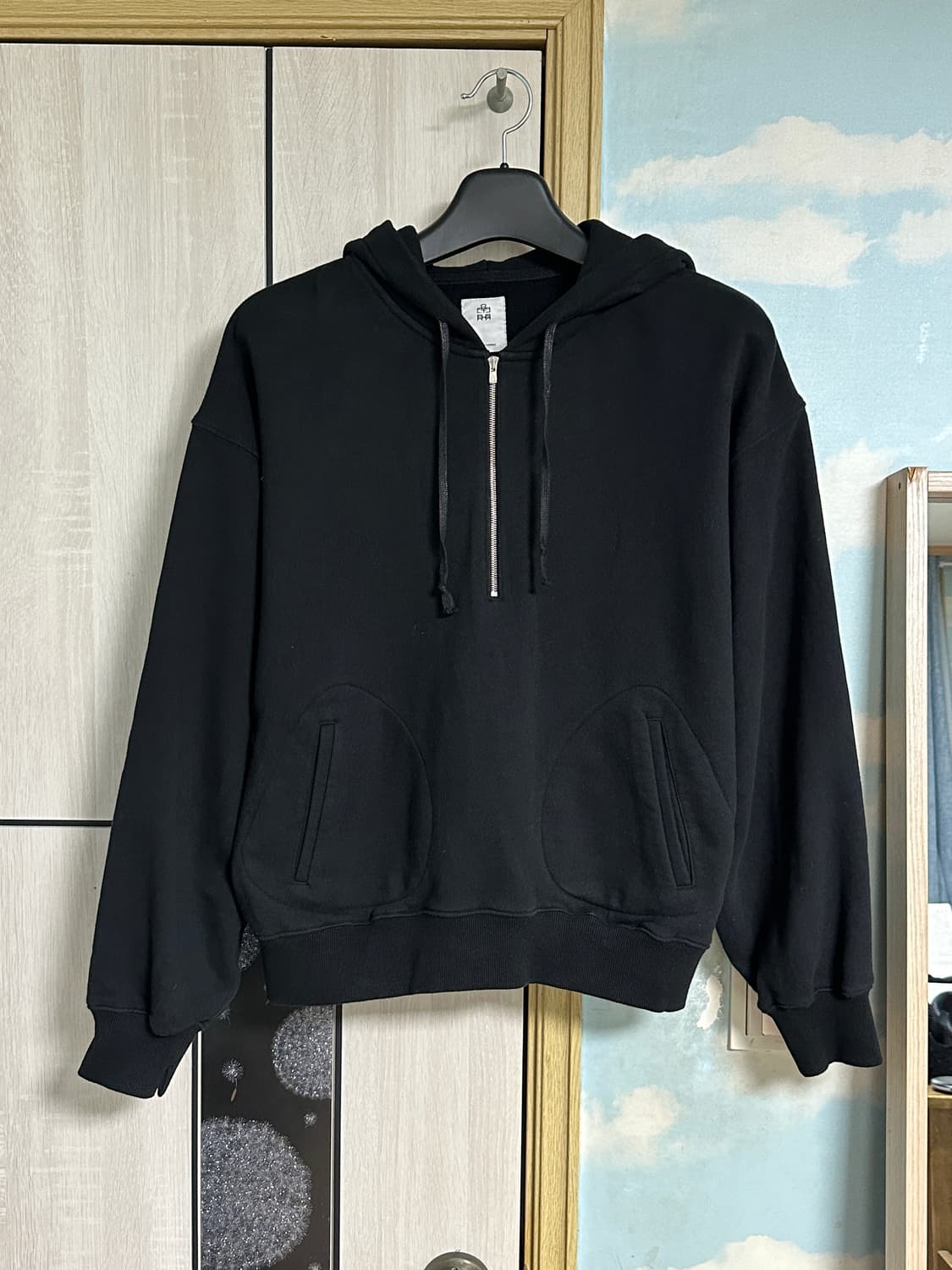 (2) 폴리테루 하프집업 스웻후드 블랙 상품이미지2