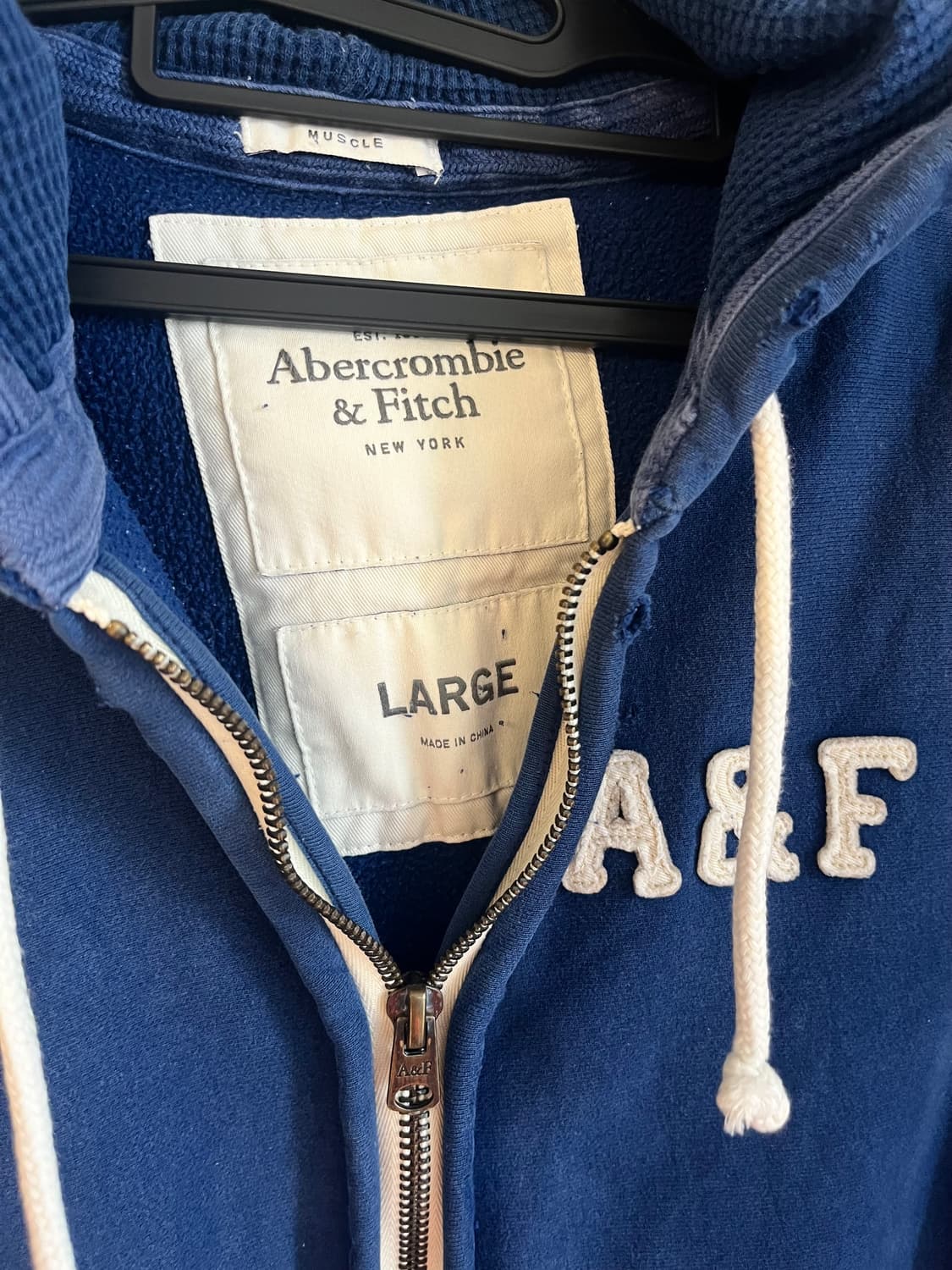 아베크롬비 A&F 스펠로고 대장 후드집업 블루 [L] 상품이미지5