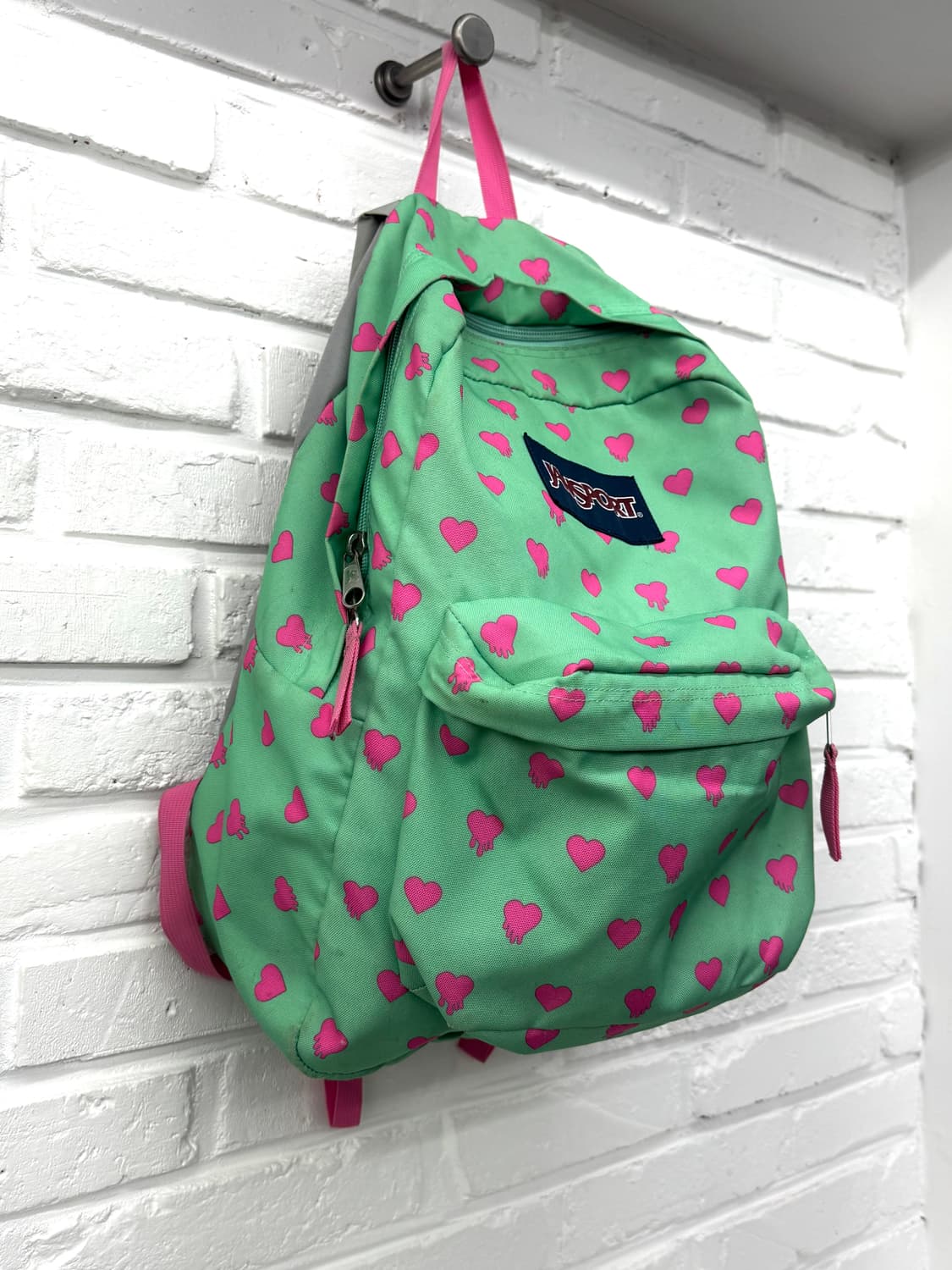 잔스포츠 민트핑크 하트패턴 백팩 상품이미지3