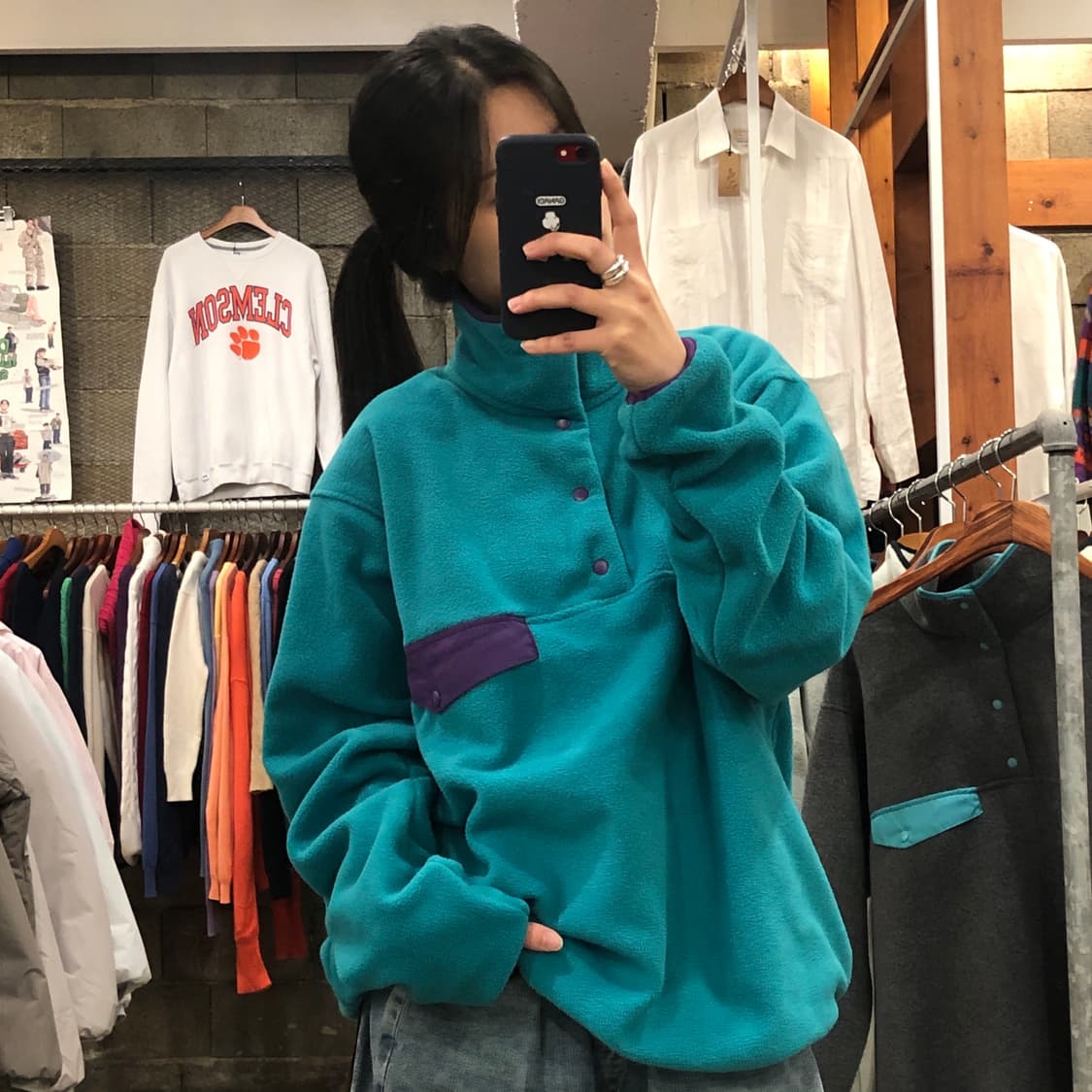 (새상품) 빈티지 아웃도어 플리스 스냅티 상품이미지4