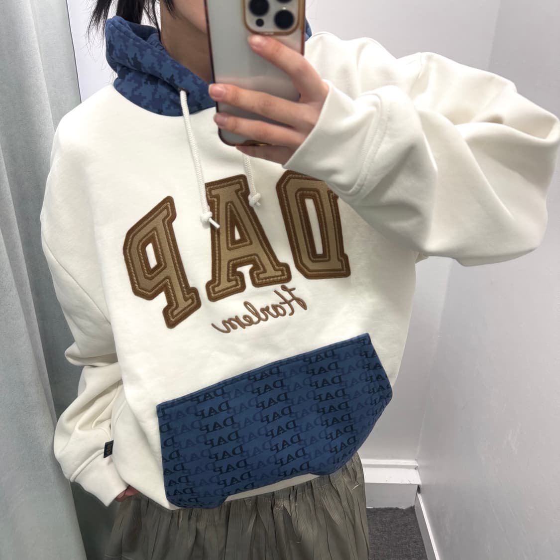 Gap x dap 아이보리 배색 후드티 상품이미지2