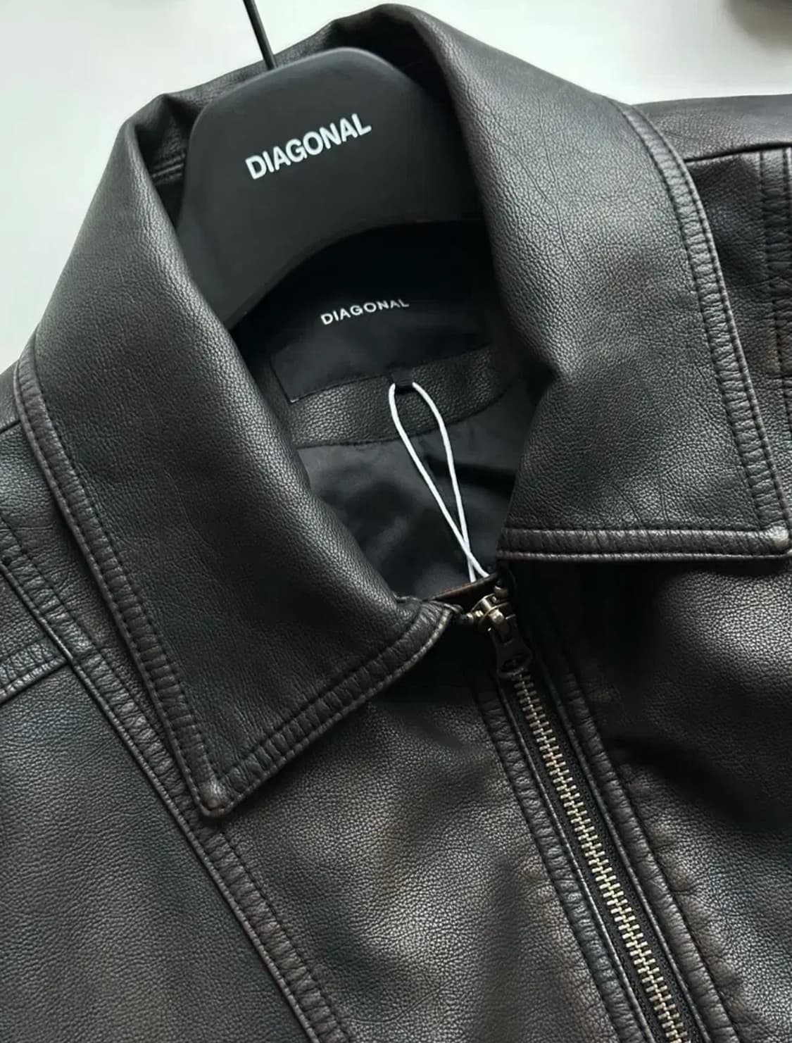 다이애그널 워시드 레더 자켓 상품이미지4