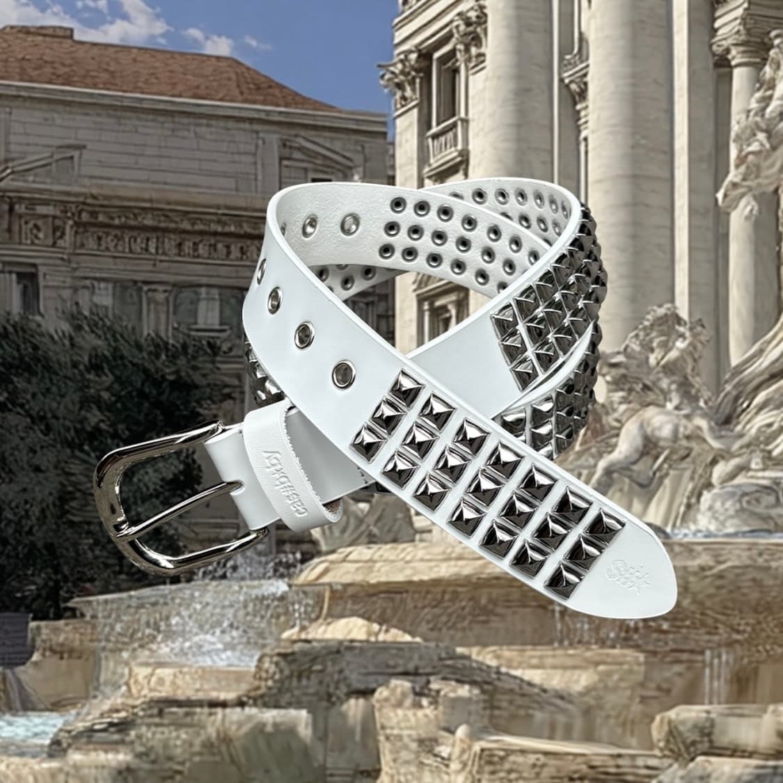 스터드 레더 벨트 Studded leather belt 상품이미지1