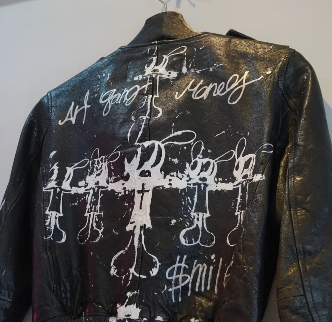 나카노츠요시 Skoloct  페인티드 양가죽 여성 바이커자캣 상품이미지4