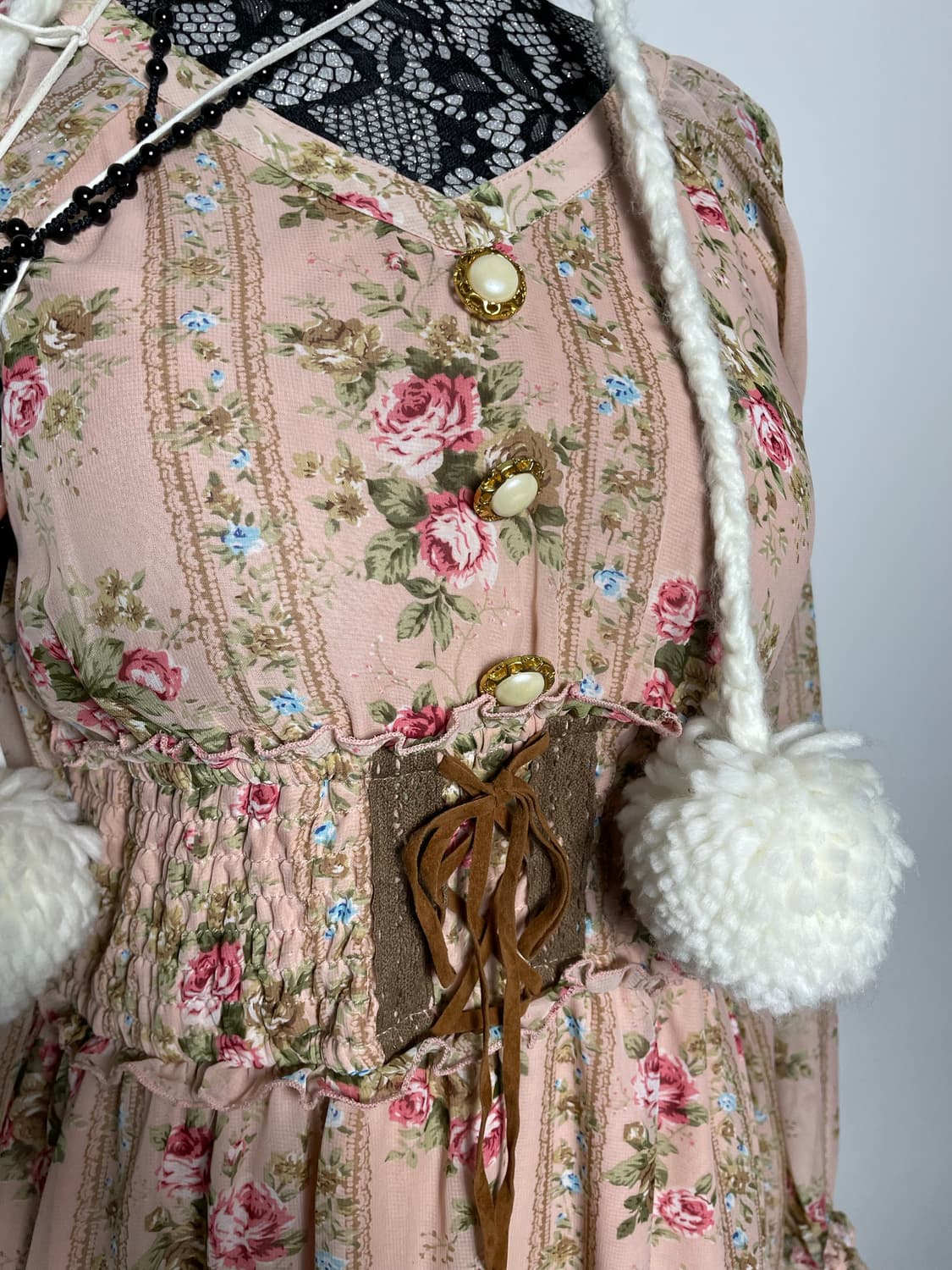 DEARY 디어리 살구색 플라워 패턴 리본 원피스 상품이미지6