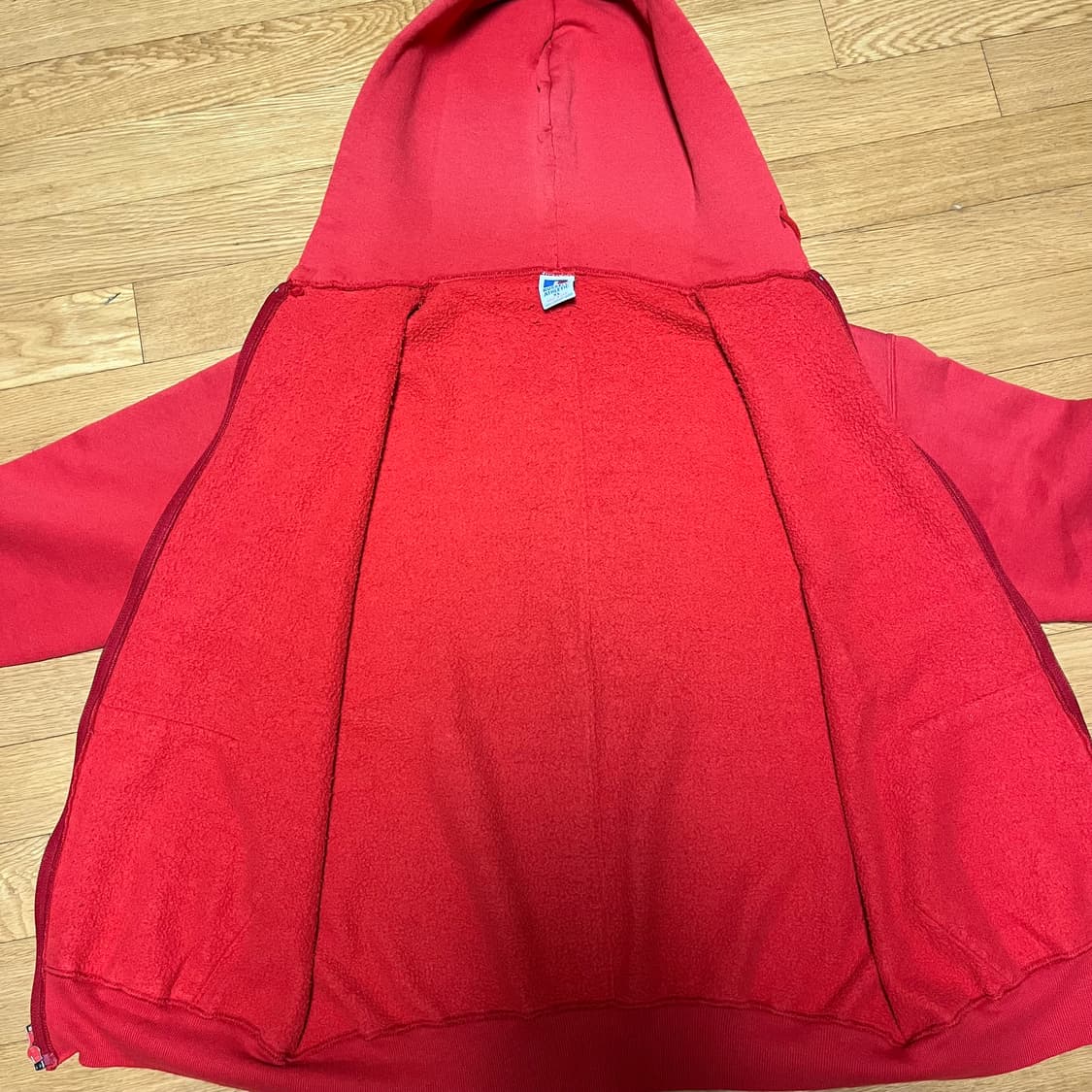 [XL] 90s USA 빈티지 러셀 후드집업 레드 상품이미지3