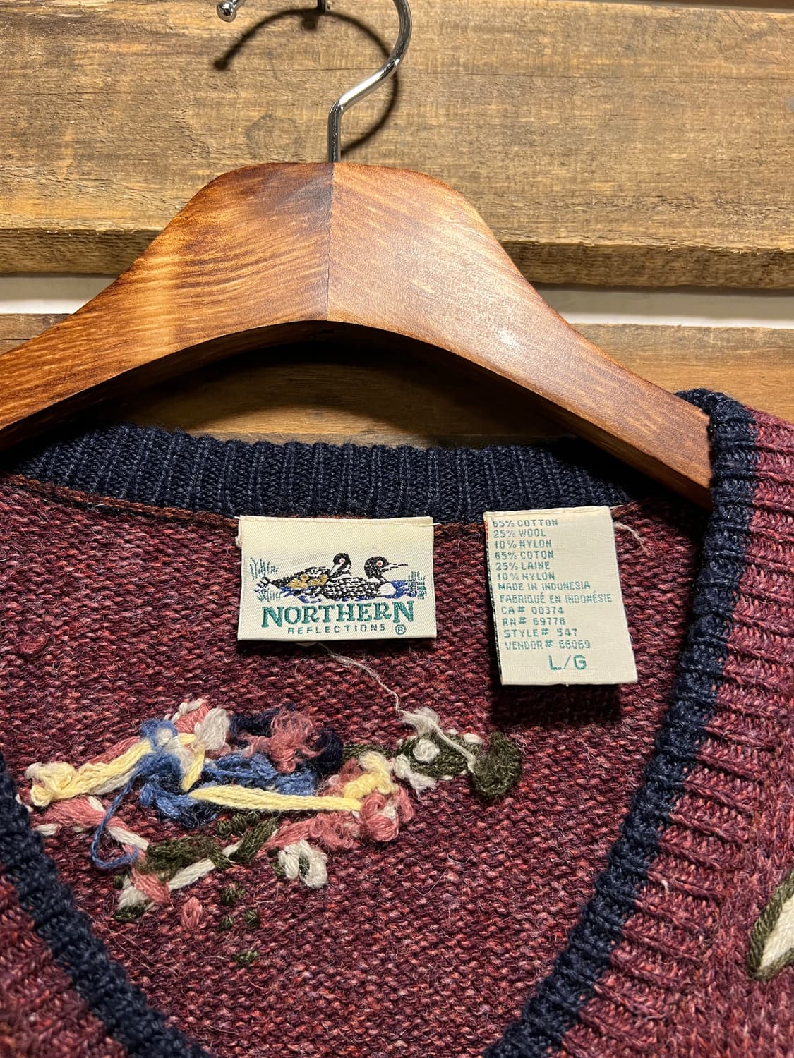 [L]90's USA 빈티지 플라워 패턴 버건디 그랜마 니트 가디건 상품이미지2