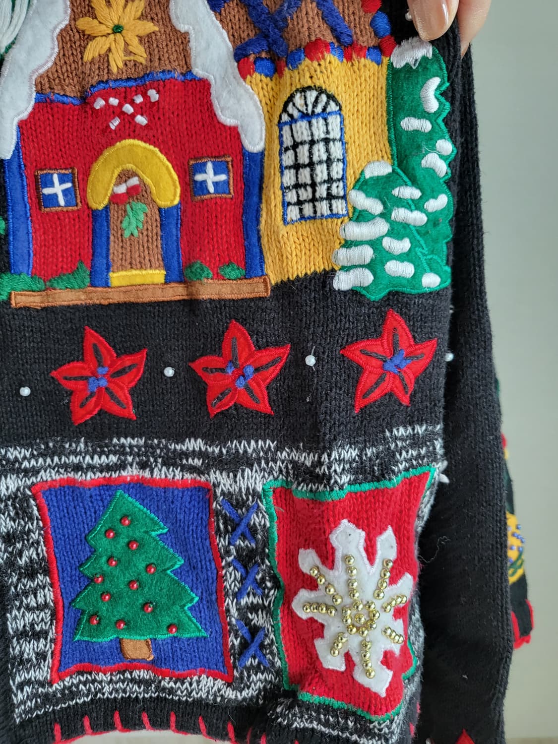 🎄크리스마스 마을을 담은 블랙 집업 가디건🎄 상품이미지5