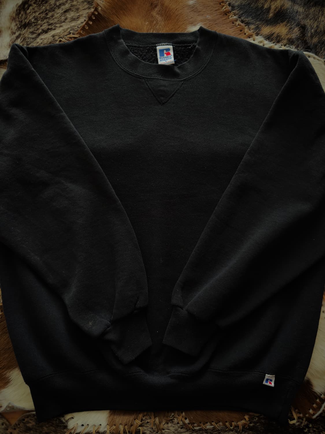 90s USA Russell Black Sweatshirt 상품이미지3