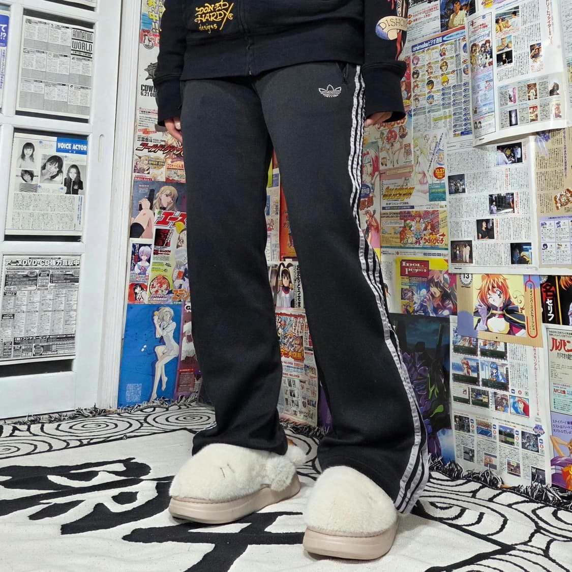 아디다스 Y2K 블랙 실버 큐빅 부츠컷 트랙팬츠 상품이미지1