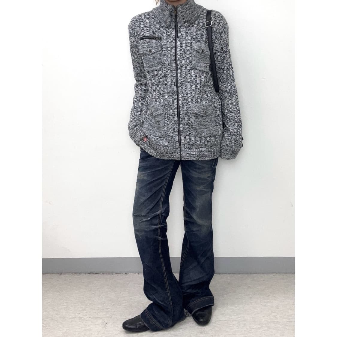 빈티지 락시크 니트집업 상품이미지2