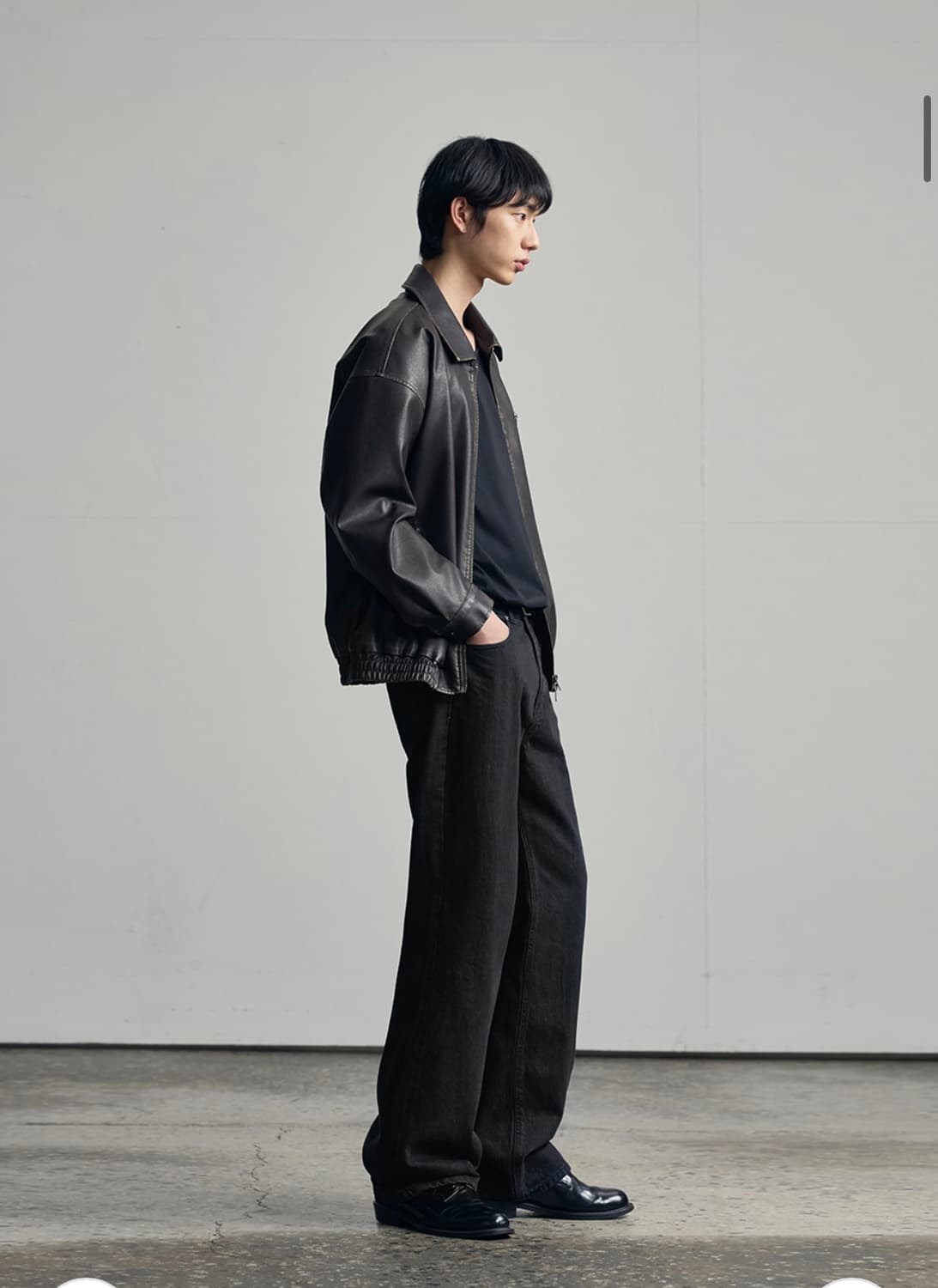 (L) 아워데이즈 세미 와이드 데님 팬츠 [WASHED BLACK] 상품이미지4