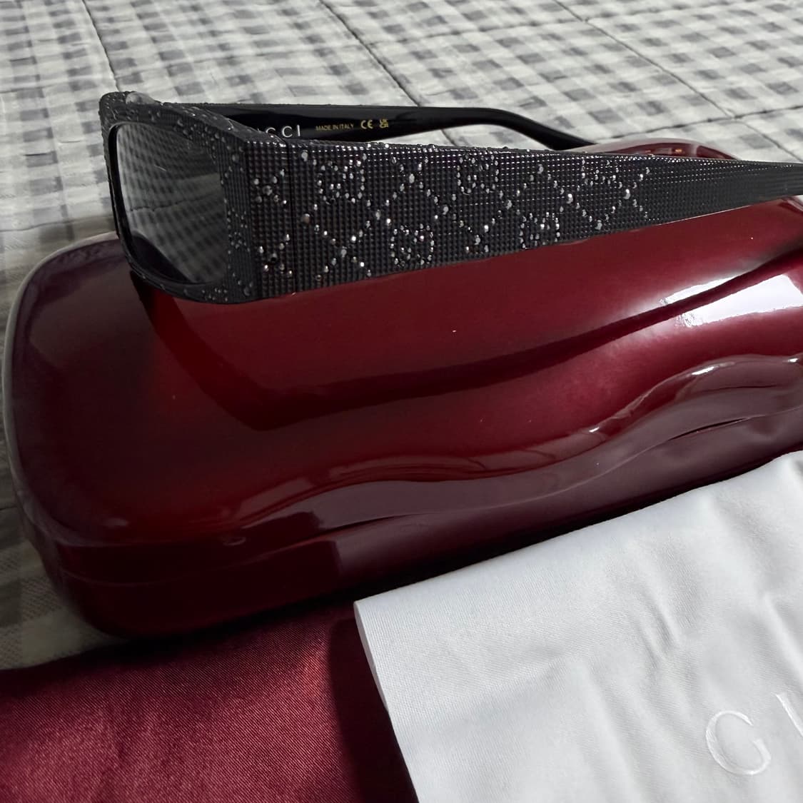 (OS) Gucci 구찌 사각 프레임 크리스탈 선글라스 블랙 상품이미지3