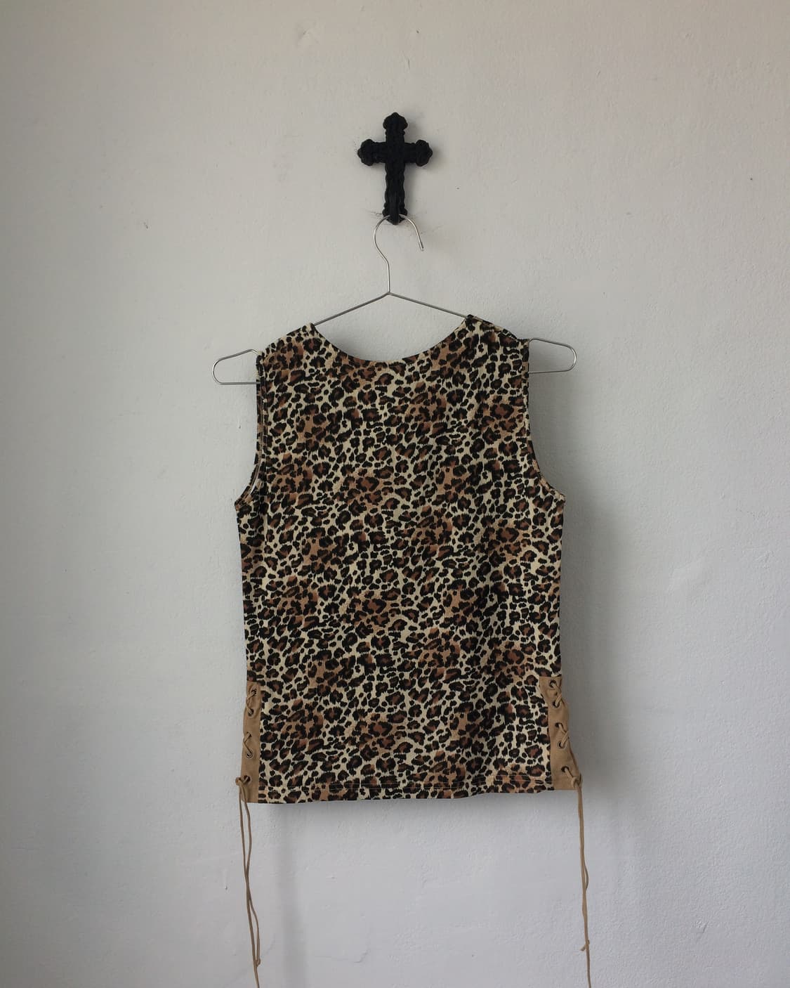 Lace up point leopard pattern sleeveless 상품이미지3