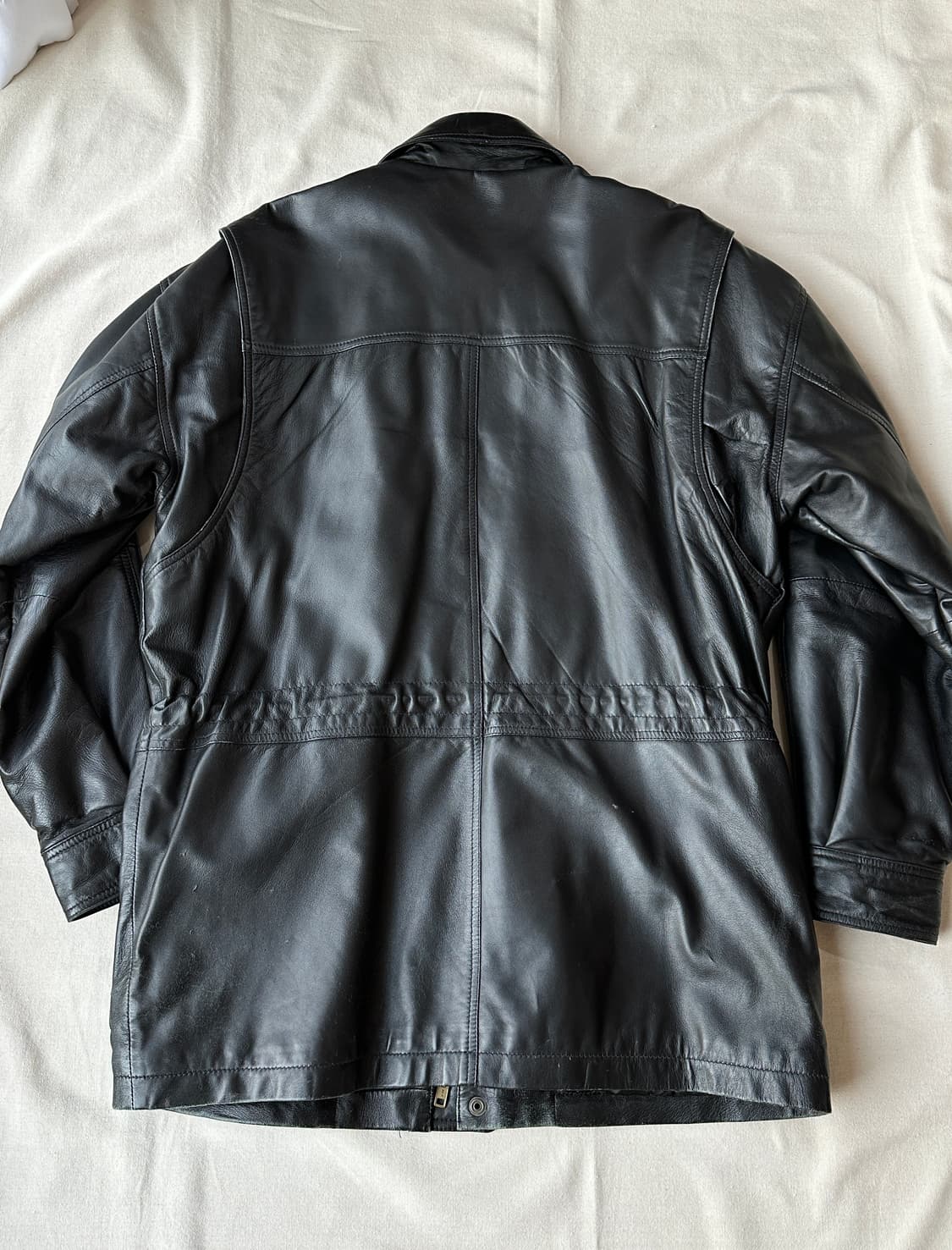 90s Jos.A.Bank 리얼 레더 카코트 M / 블랙 하프 가죽자켓 상품이미지6