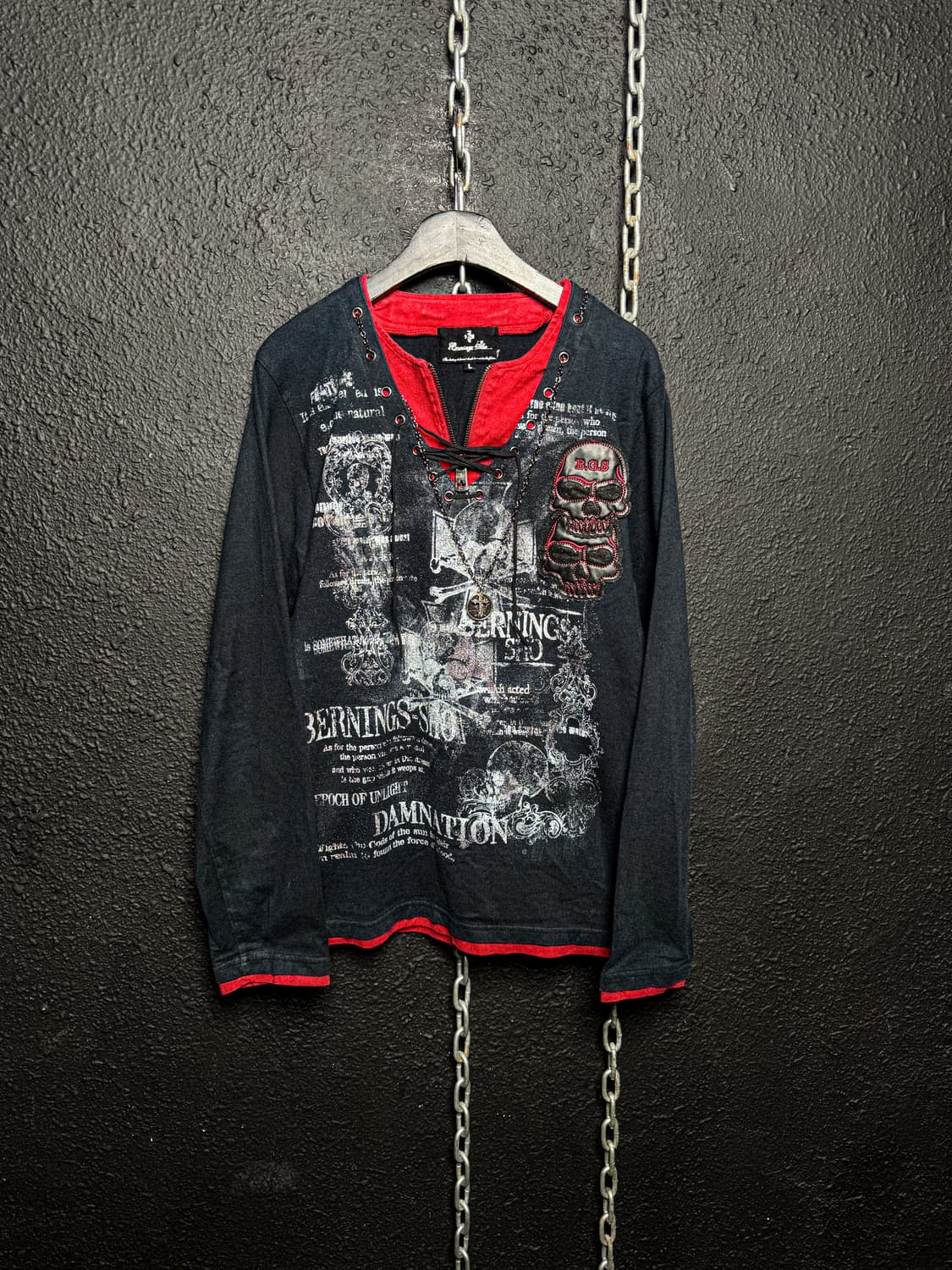 Bernings-Sho – Skull Patch Layered Long  상품이미지1