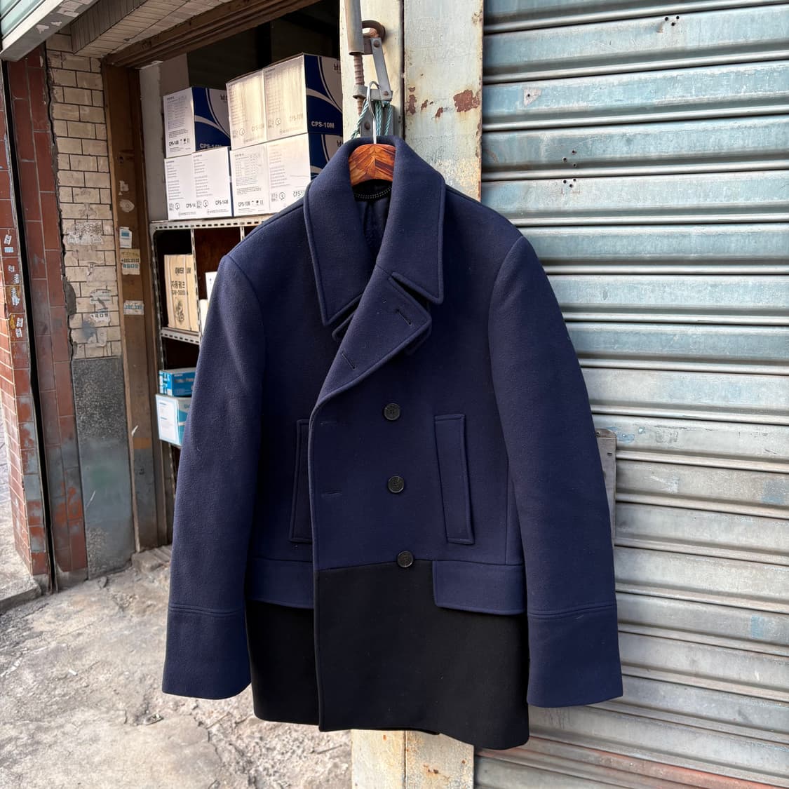 겐조 네이비/블랙 투톤 피코트 상품이미지4