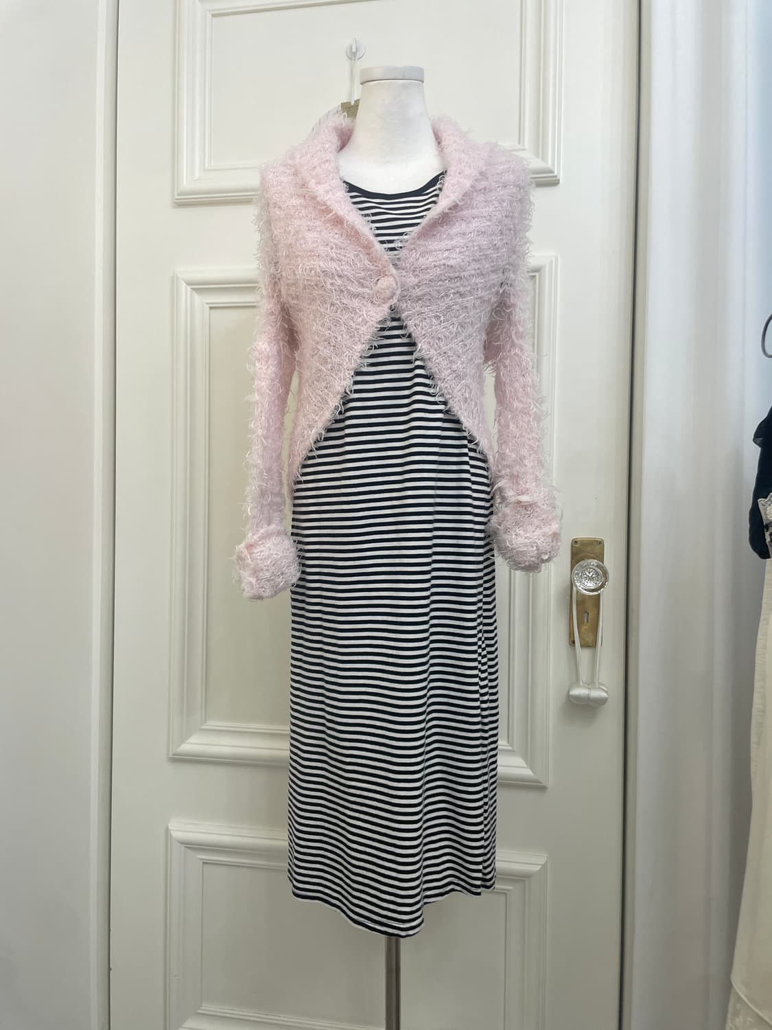 black&white stripe side slit cotton opc 상품이미지8