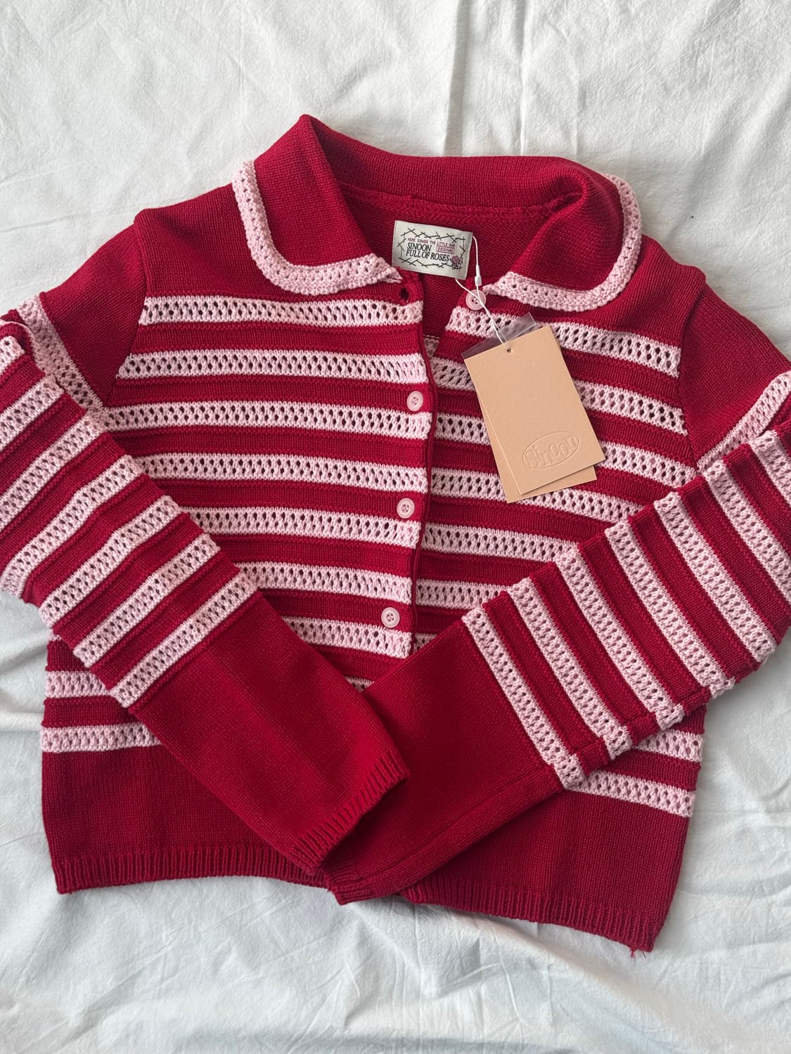 시눈 가디건 Stripe Collar Cardigan (Red) 새상품 상품이미지2