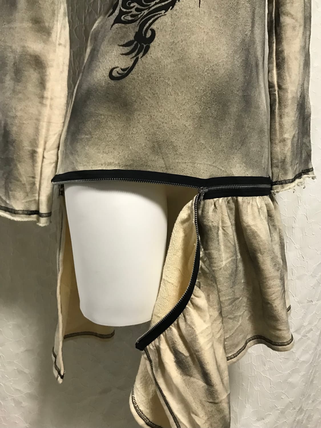 빈티지 알곤퀸즈 y2k 펑크 트라이벌 지퍼 워싱 롱슬리브 탑 원피스 상품이미지6