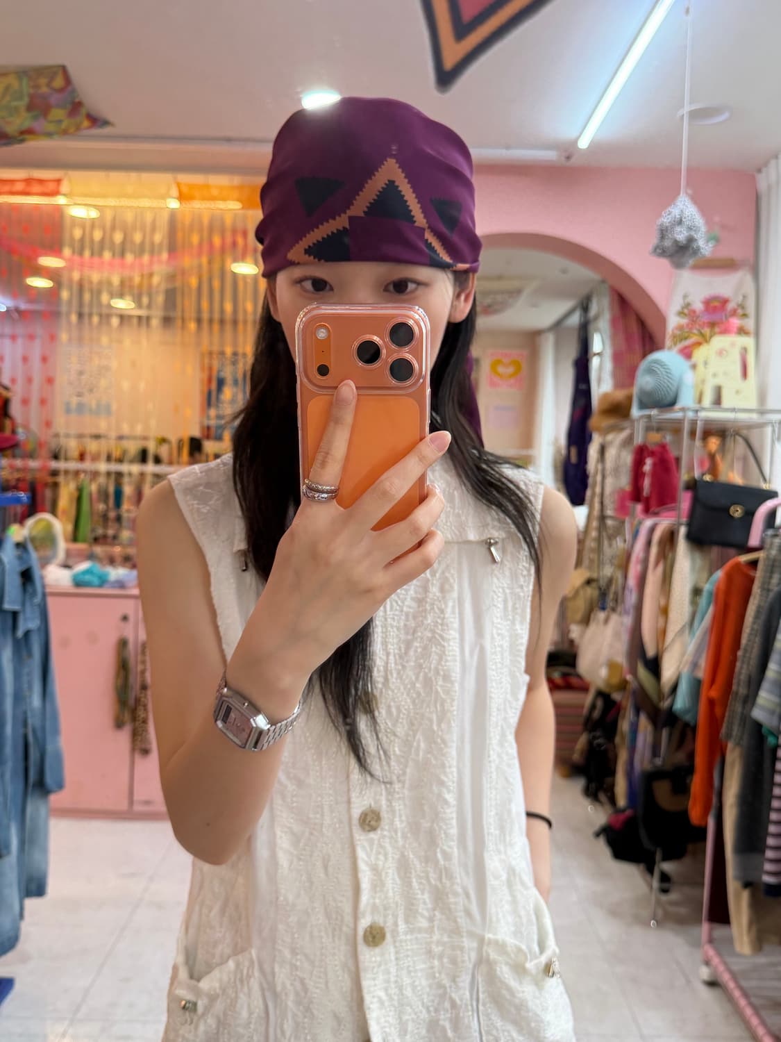 빈티지 기하학 패턴 스카프 상품이미지1