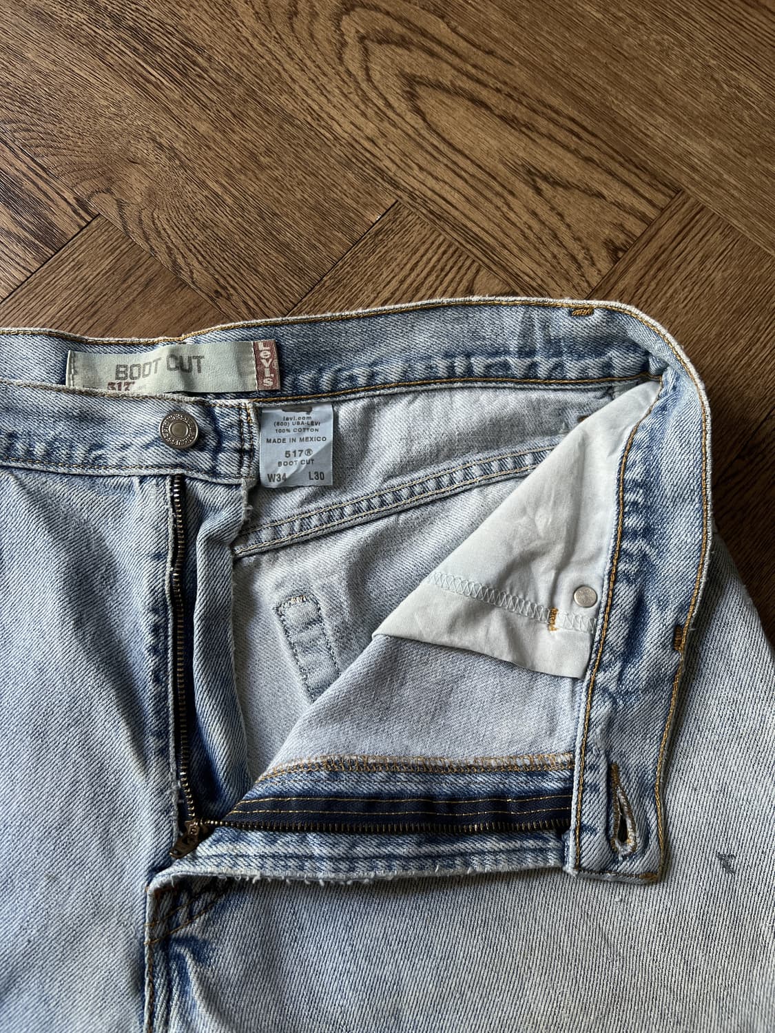 [34]00's 리바이스 USA 517 멕시코제 더티워싱 플레어 데님팬츠 상품이미지3