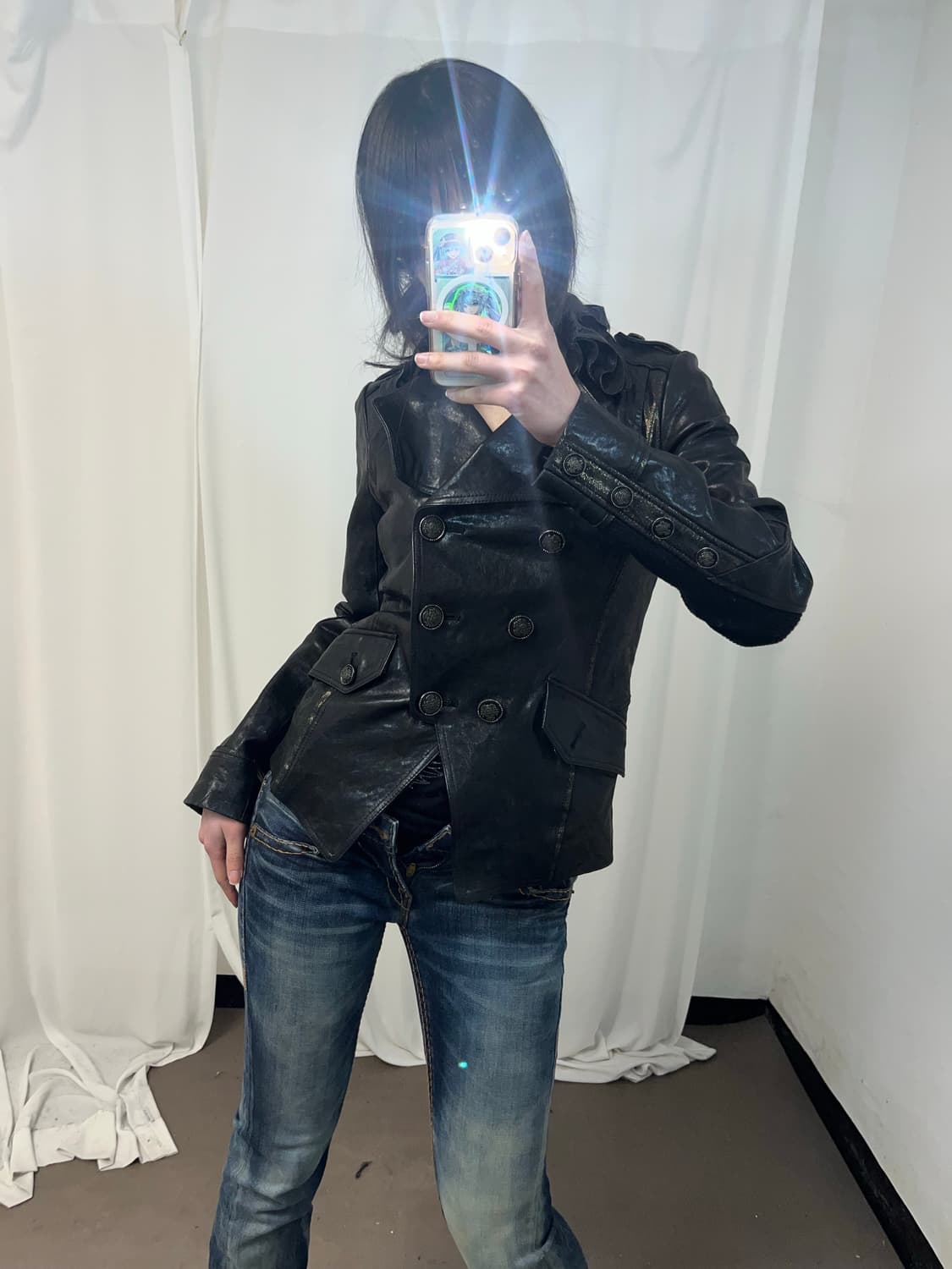 블랙 리얼 레더 나폴레옹 자켓  상품이미지1