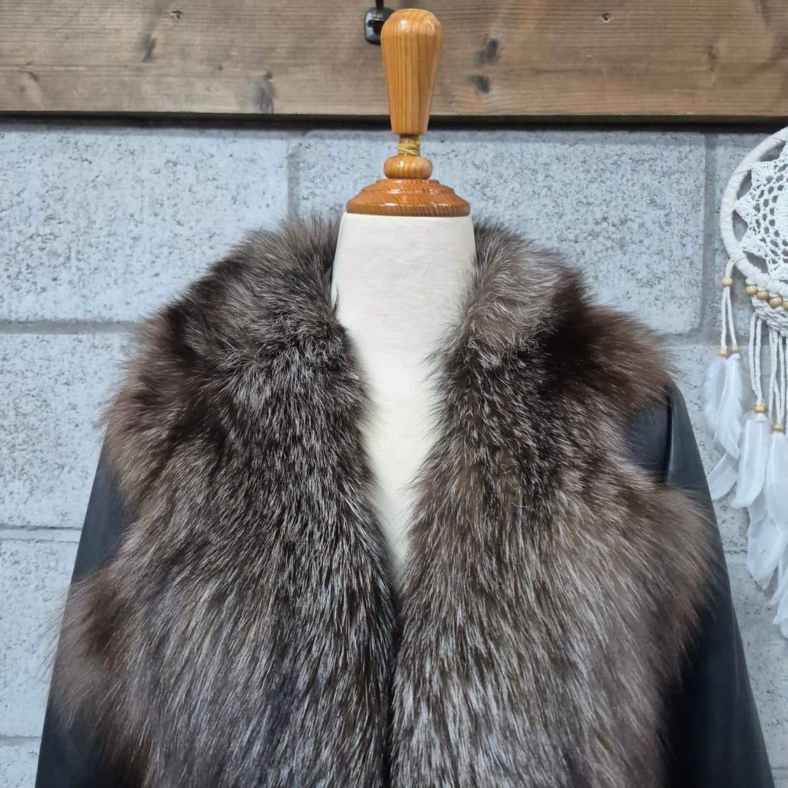 폭스배색 가죽코트 상품이미지2